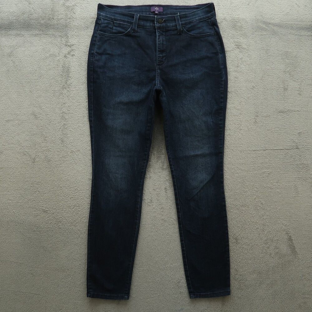 NYDJ Women's Size 12 Blue High-Rise Lift Tuck Skinny Denim 30" Inseam Stretch